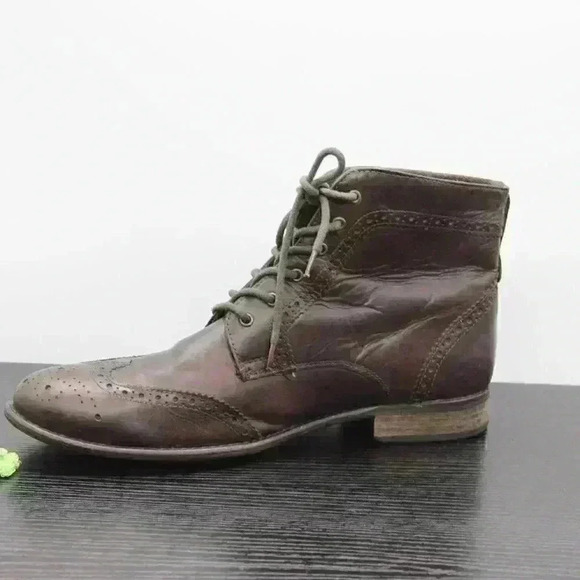 BDS Studio Ink Men's Brown Leather Wingtip Boots - Picture 4 of 10